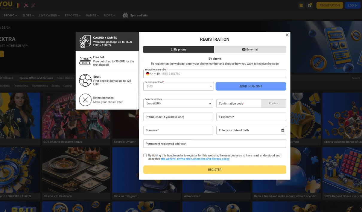 регистрация BetandYou